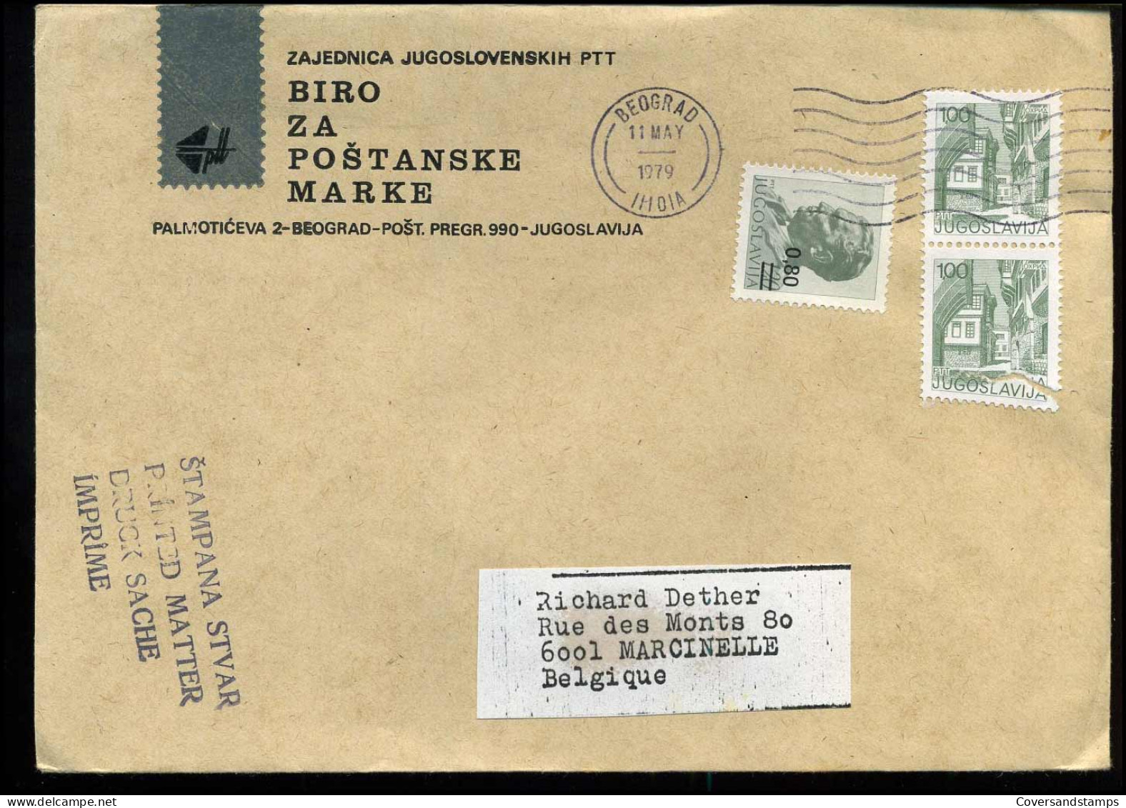 Cover From Yugoslavia To Marcinelle, Belgium - Brieven En Documenten