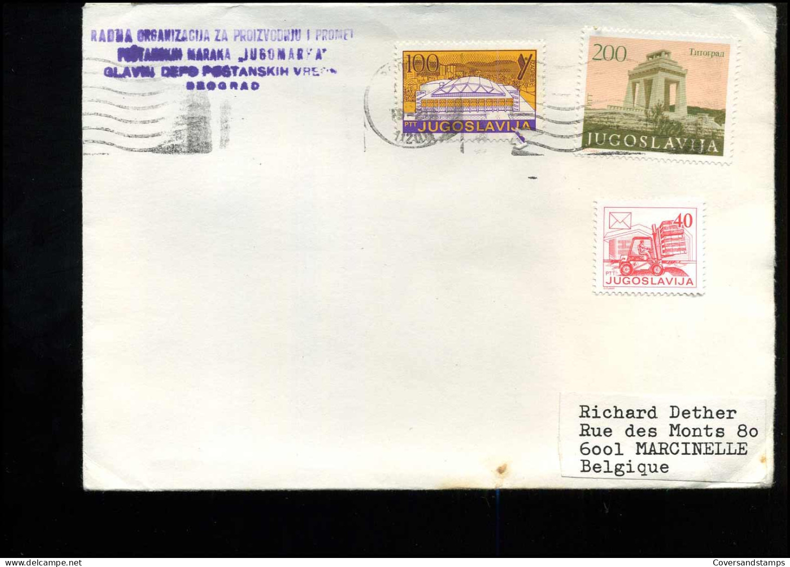 Cover From Yugoslavia To Marcinelle, Belgium - Storia Postale