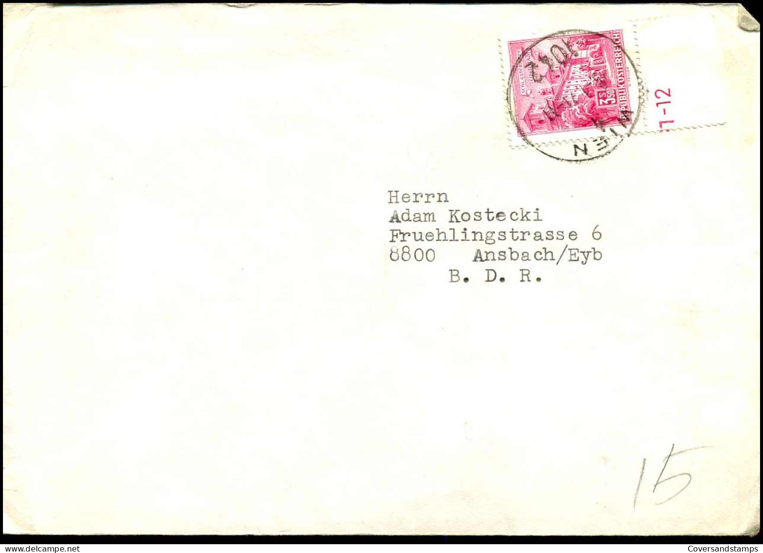 Cover To Ansbach, Germany - Lettres & Documents
