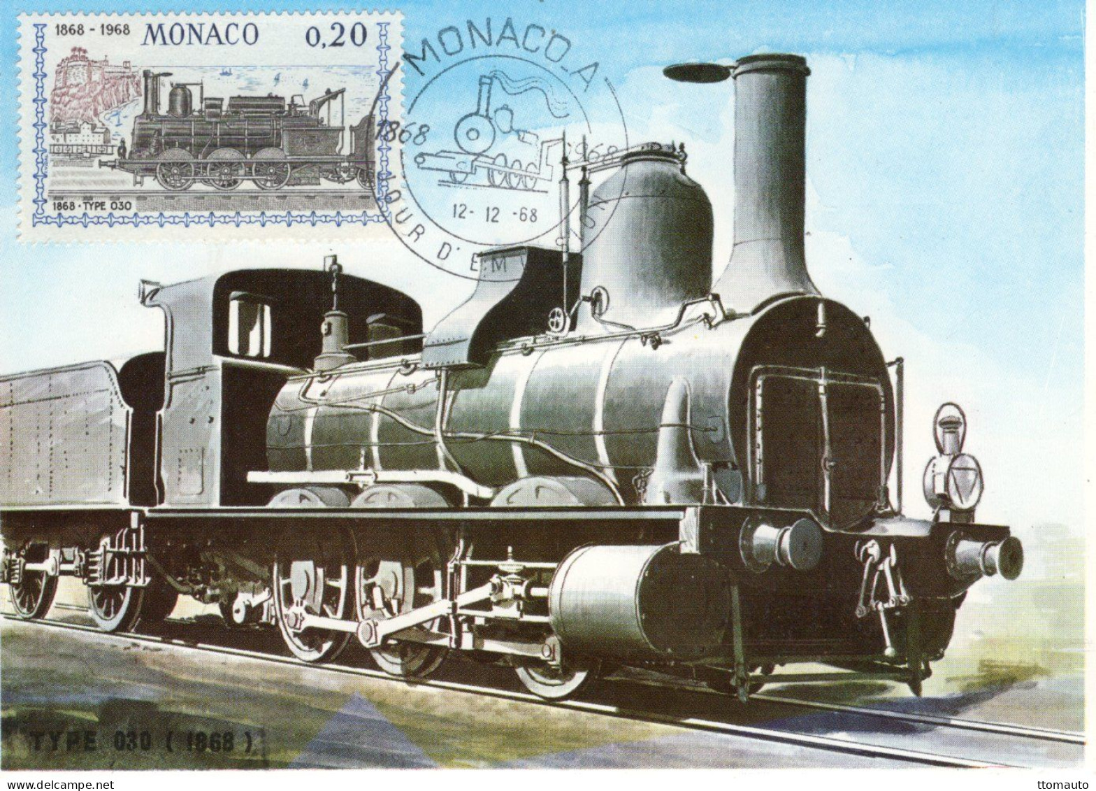 Locomotive - Type 030  (1868) - Monaco 1v Maxi Carte - Prémier Jour D'Emission - Trenes