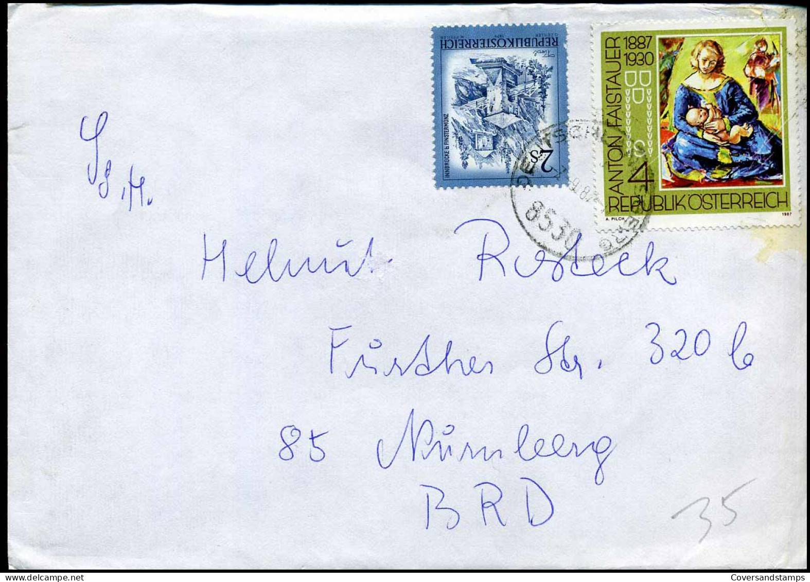 Cover To Nürnberg, Germany - Briefe U. Dokumente