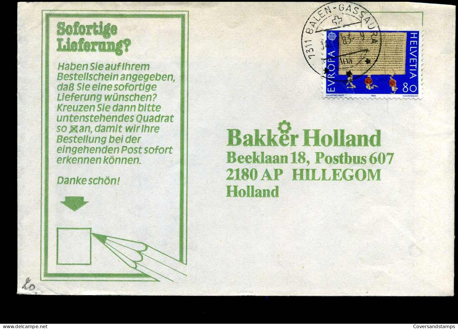 Cover To Hillegom, Netherlands - Bakker Holland - Briefe U. Dokumente