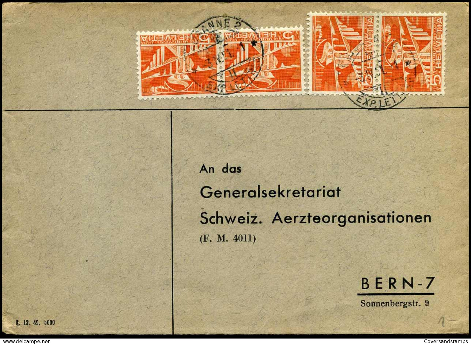 Cover To Bern - "Generalsekretariat Schweiz. Aerzteorganisationen" - Covers & Documents