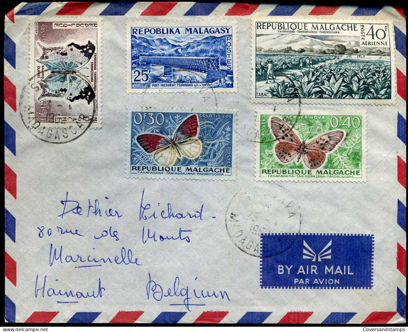 Cover To Marcinelle, Belgium - Madagascar (1960-...)