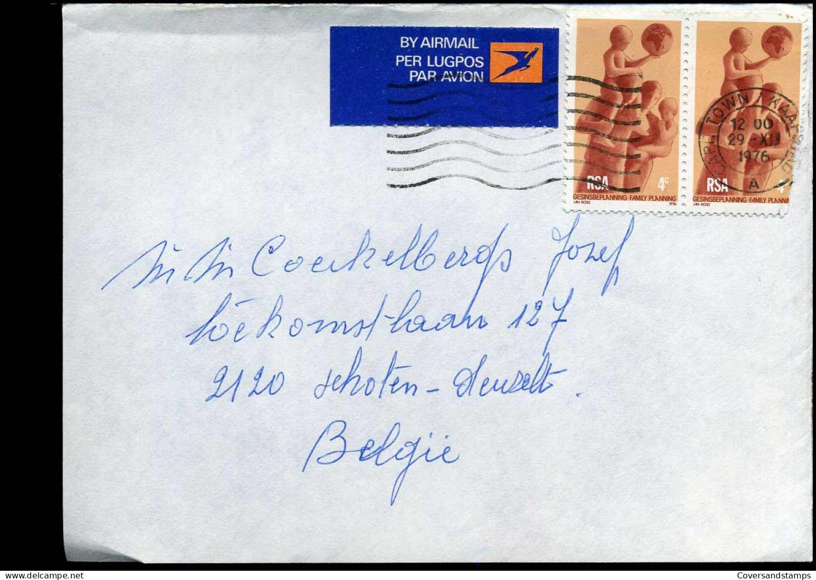 Coverfront To Schoten, Belgium - Storia Postale