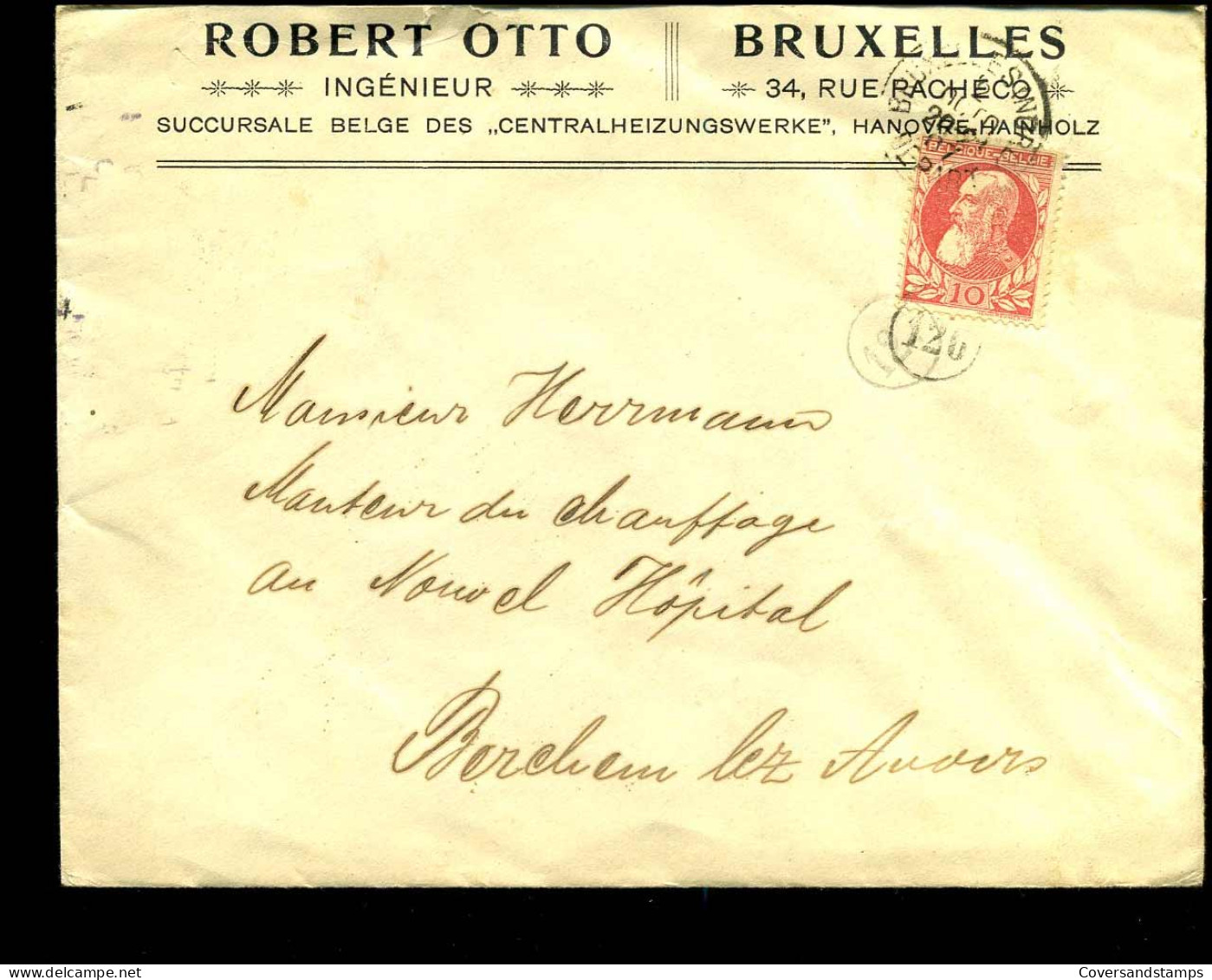 Cover Van Brussel Naar Berchem - "Robert Otto, Ingénieur, Bruxelles" - N° 74 - 1905 Thick Beard