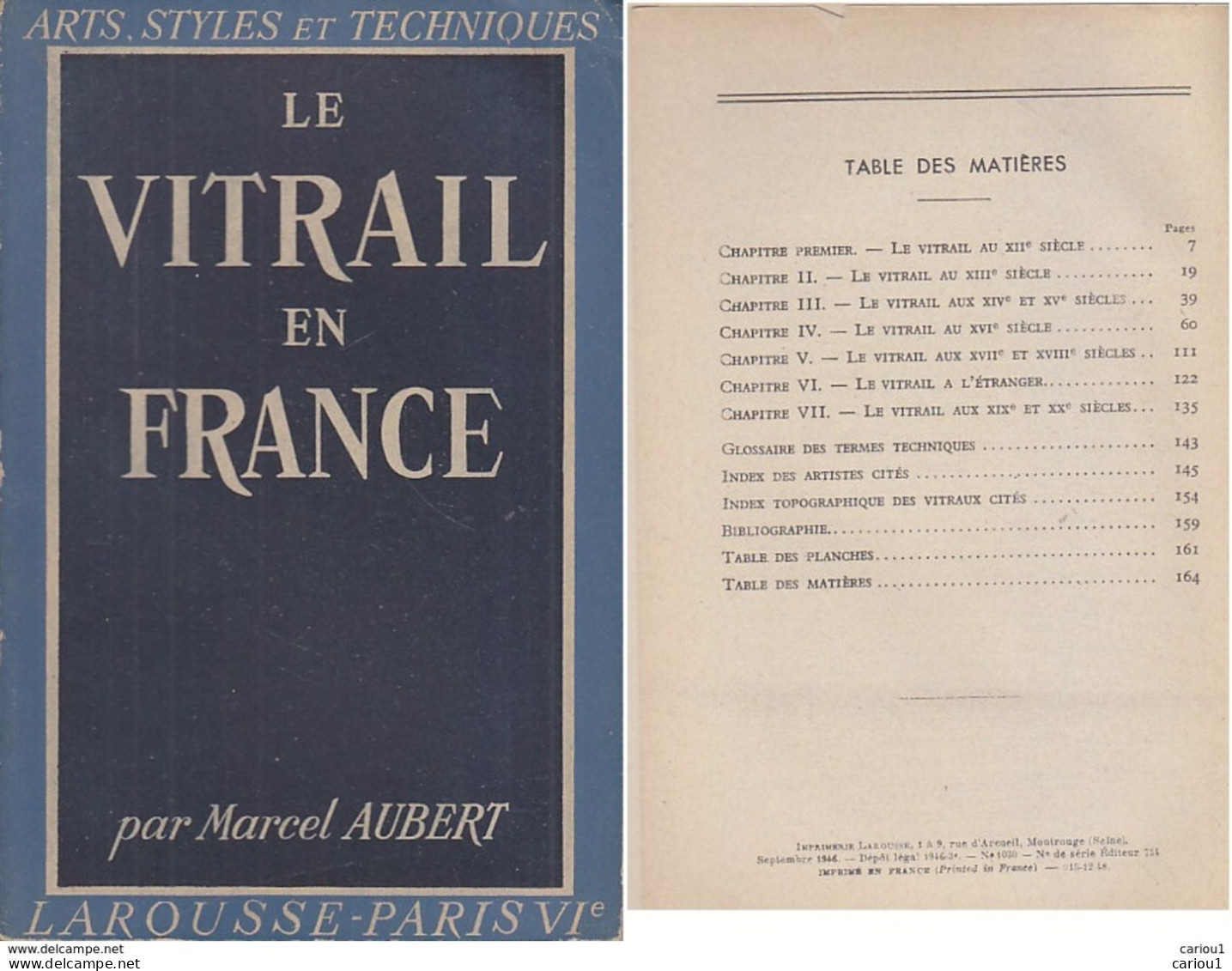 C1 Aubert LE VITRAIL EN FRANCE Larousse 1948 ILLUSTRE Epuise PORT INCLUS France - Art