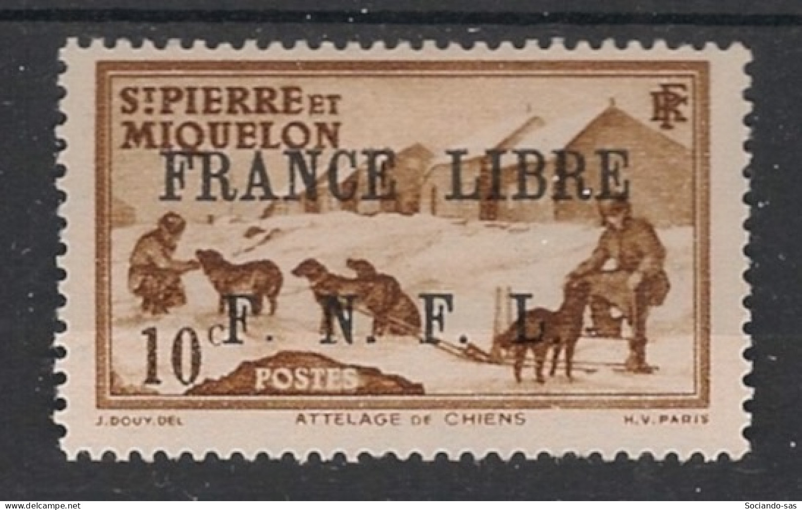 SPM - 1941-42 - N°YT. 250 - France Libre 10c Brun-jaune - Neuf * / MH VF - Unused Stamps