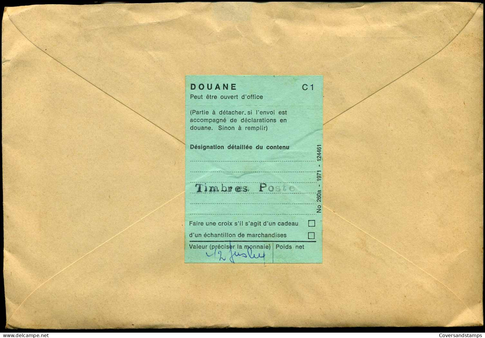 Registered Cover - Douane C1 - Brieven En Documenten