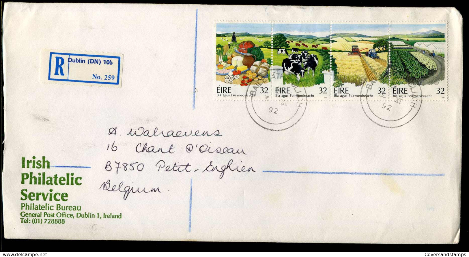 Registered Cover To Petit-Enghien, Belgium - "Irish Philatelic Service" - Lettres & Documents