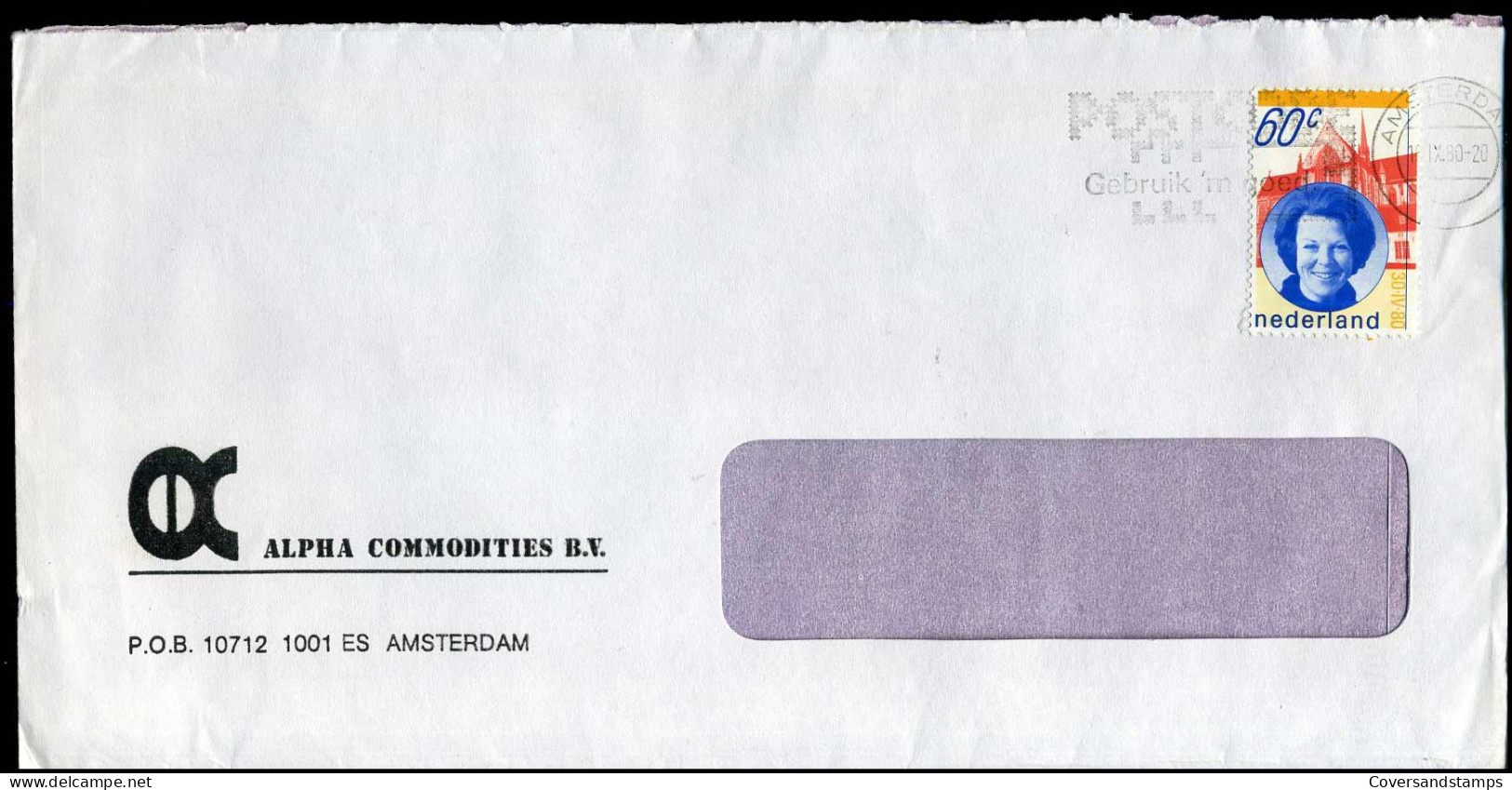 Cover - 'Alpha Commodities B.V., Amsterdam' - Lettres & Documents