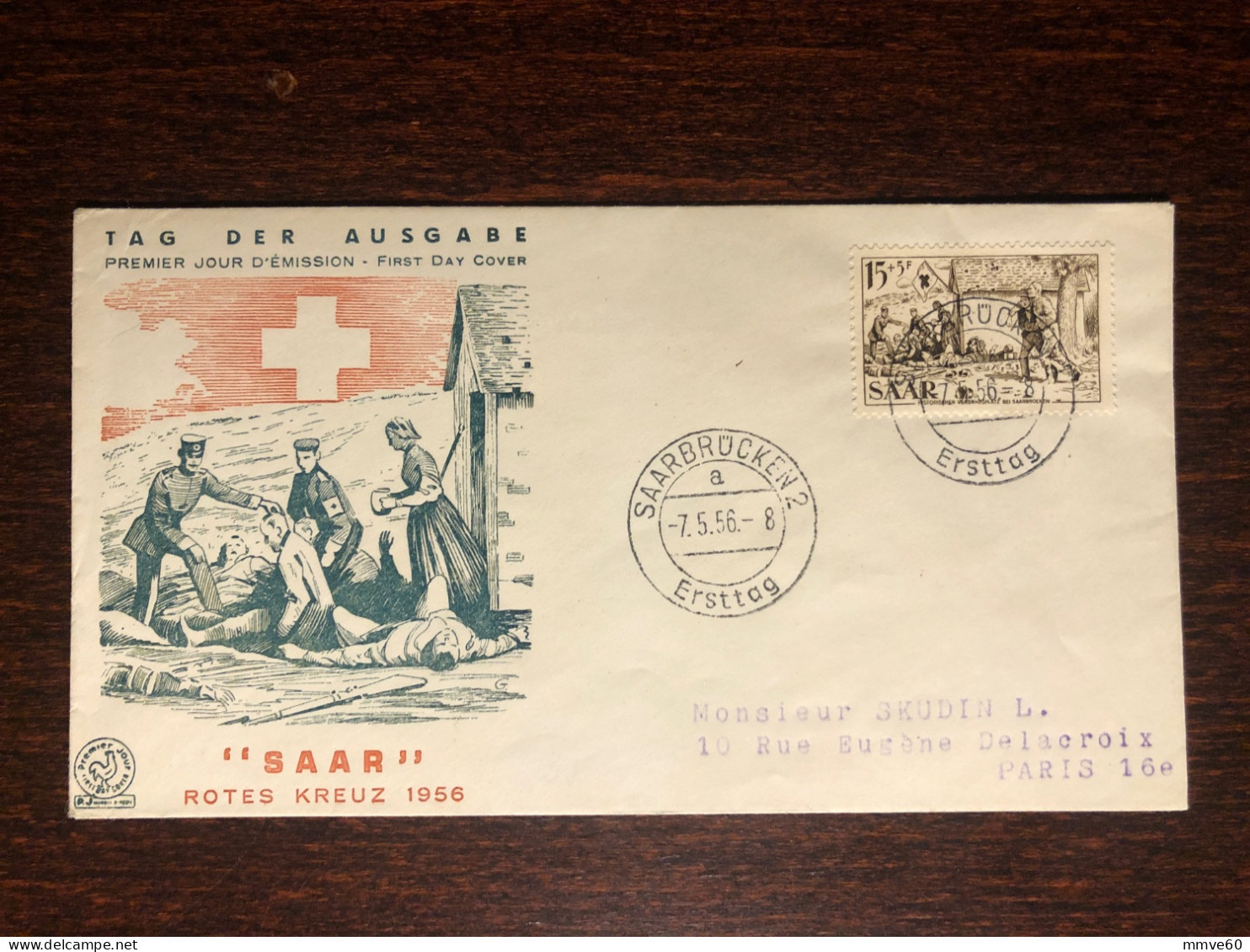 SAAR FDC COVER 1956 YEAR RED CROSS HEALTH MEDICINE STAMPS - FDC