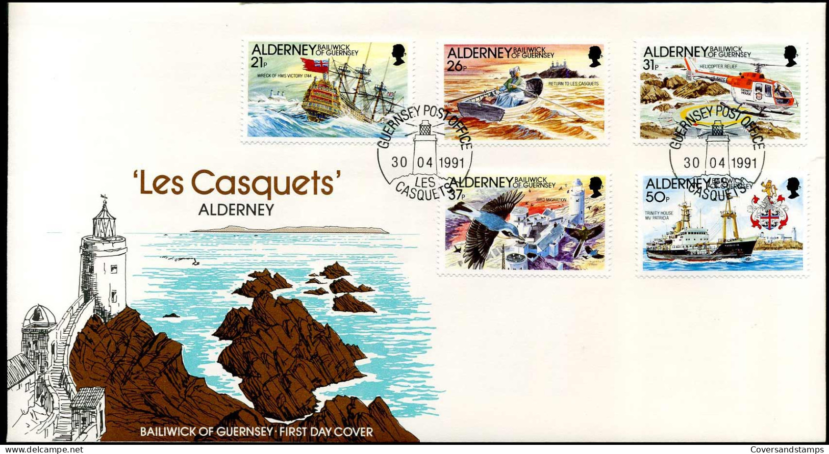 FDC - Les Casquets  -  Ships - Alderney