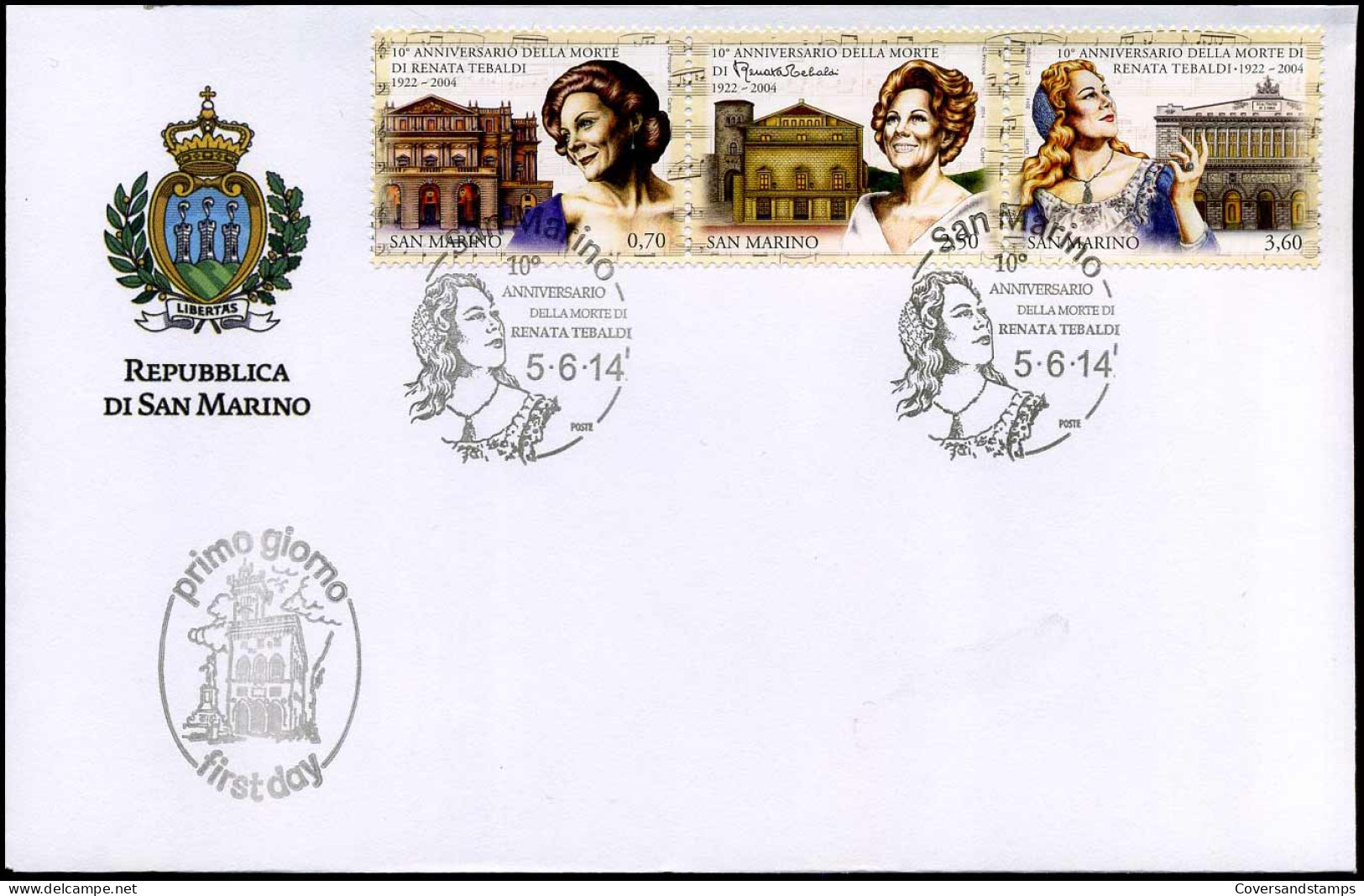 San Marino - FDC 2014 - 10° Anniversario Della Morte Di Renata Tebaldi - FDC