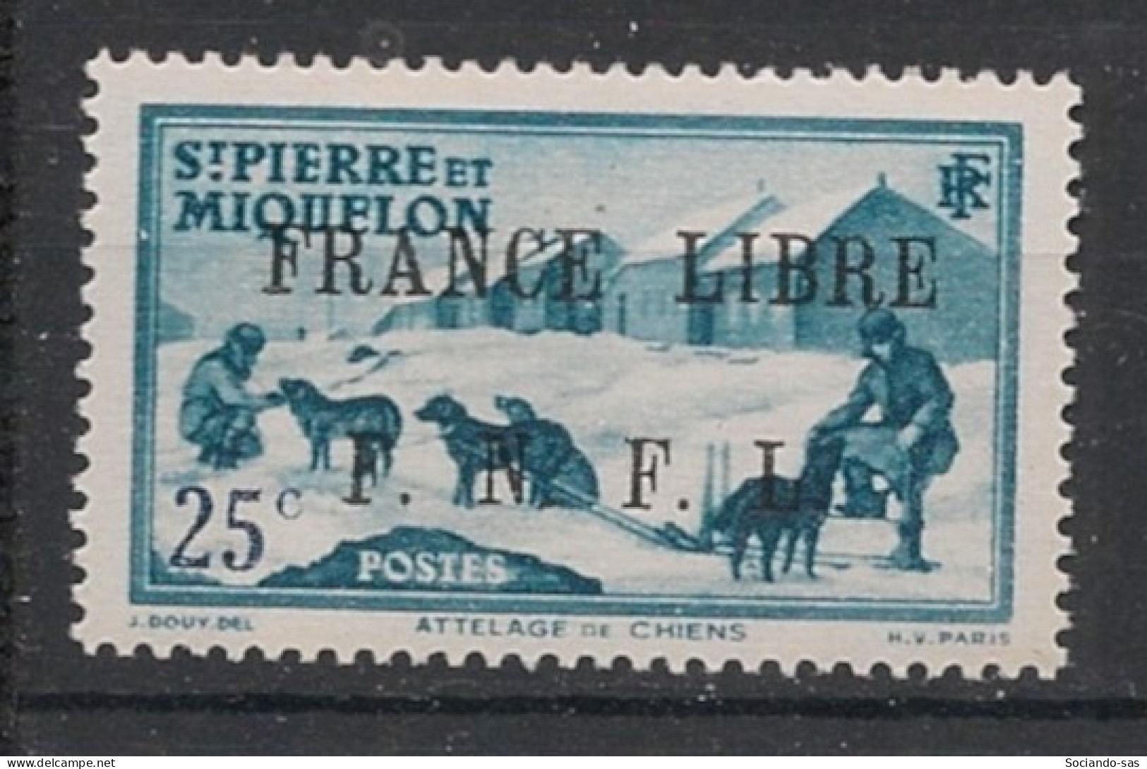 SPM - 1941-42 - N°YT. 253 - France Libre 25c Bleu-vert - Neuf Luxe ** / MNH / Postfrisch - Ongebruikt