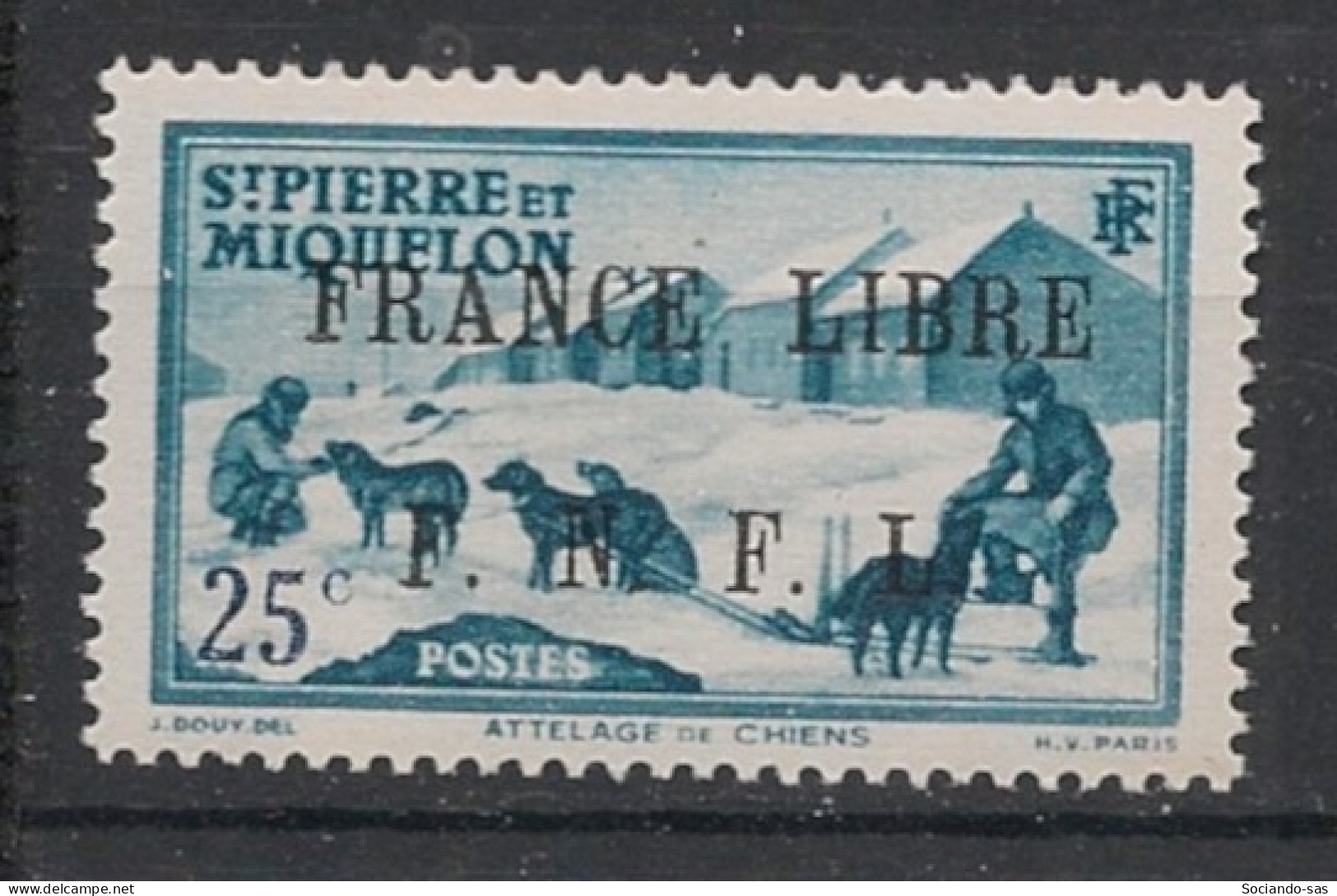 SPM - 1941-42 - N°YT. 253 - France Libre 25c Bleu-vert - Neuf Luxe ** / MNH / Postfrisch - Neufs
