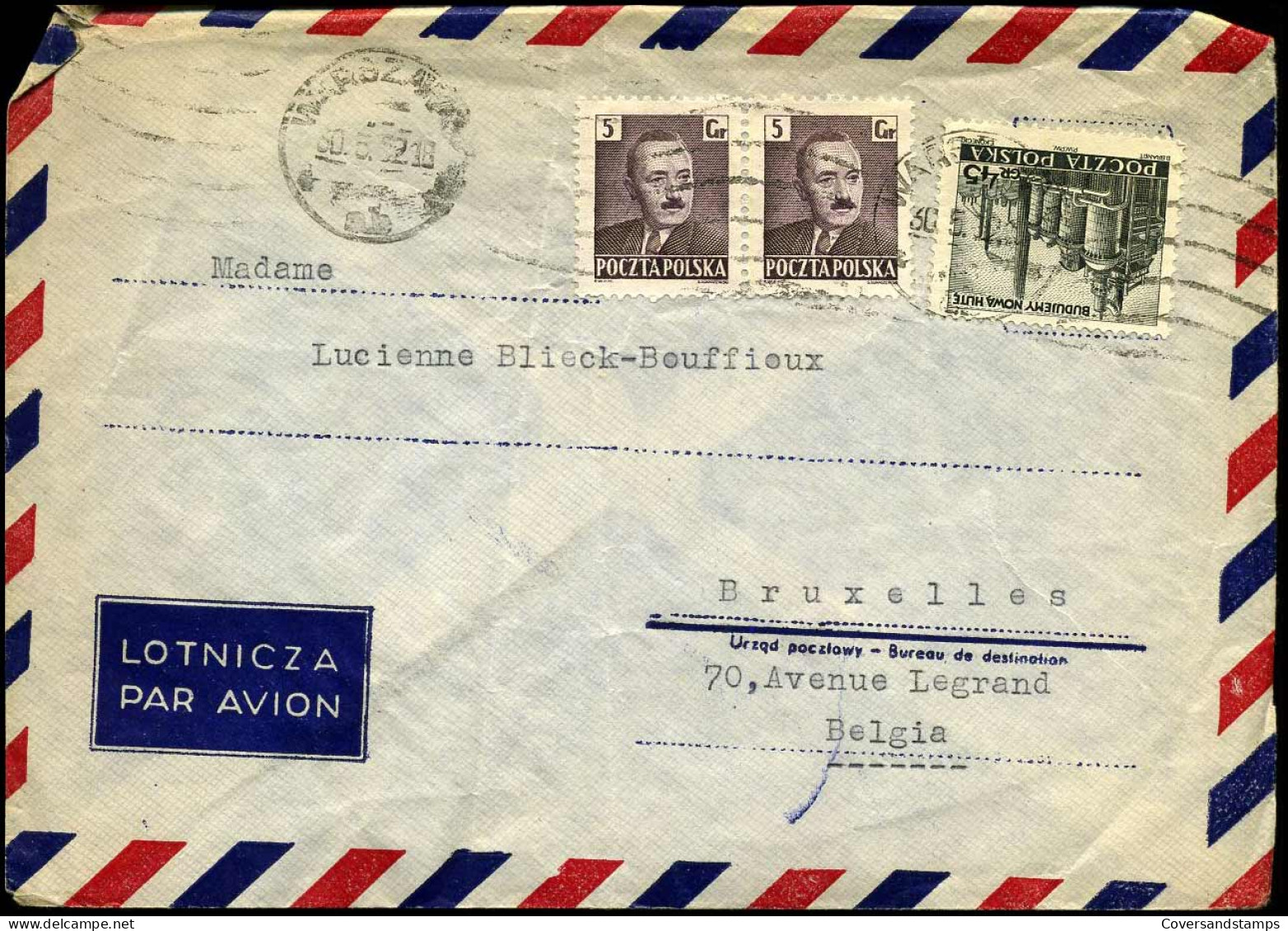 Cover To Brussels, Belgium - Lettres & Documents