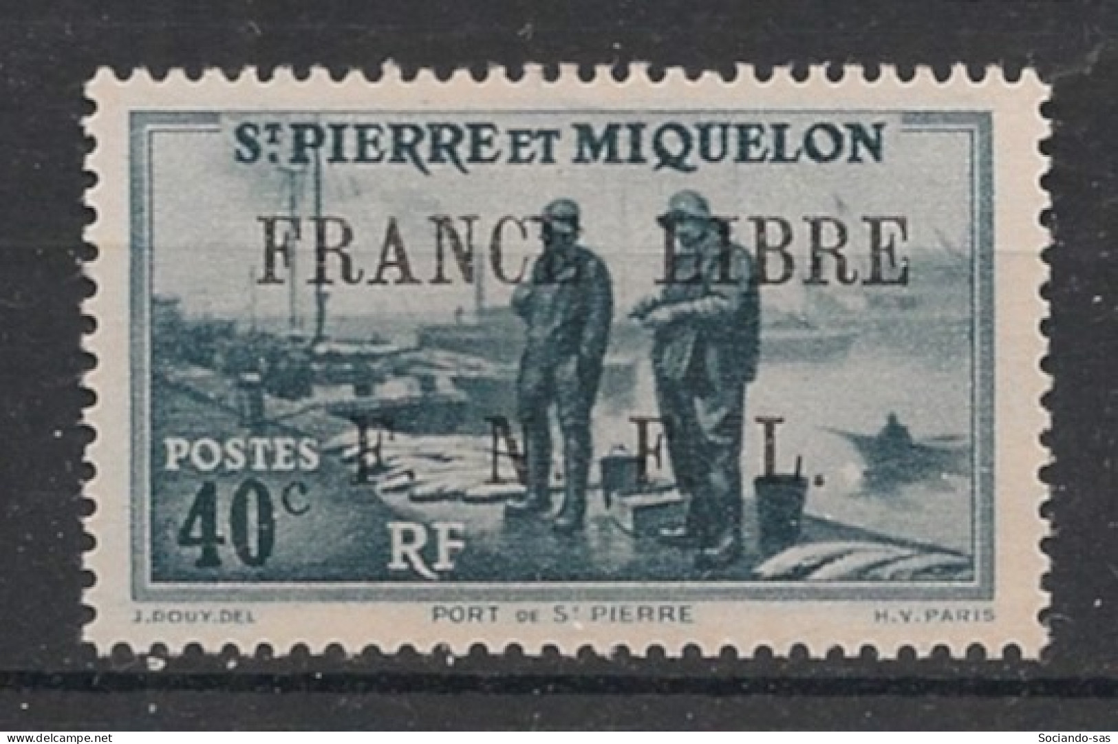 SPM - 1941-42 - N°YT. 255 - France Libre 40c Bleu-gris - Neuf Luxe ** / MNH / Postfrisch - Unused Stamps