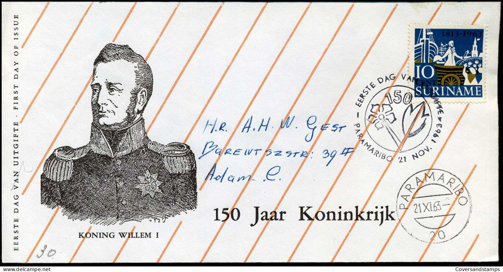 Suriname - FDC - 150 Jaar Koninkrijk - Surinam ... - 1975