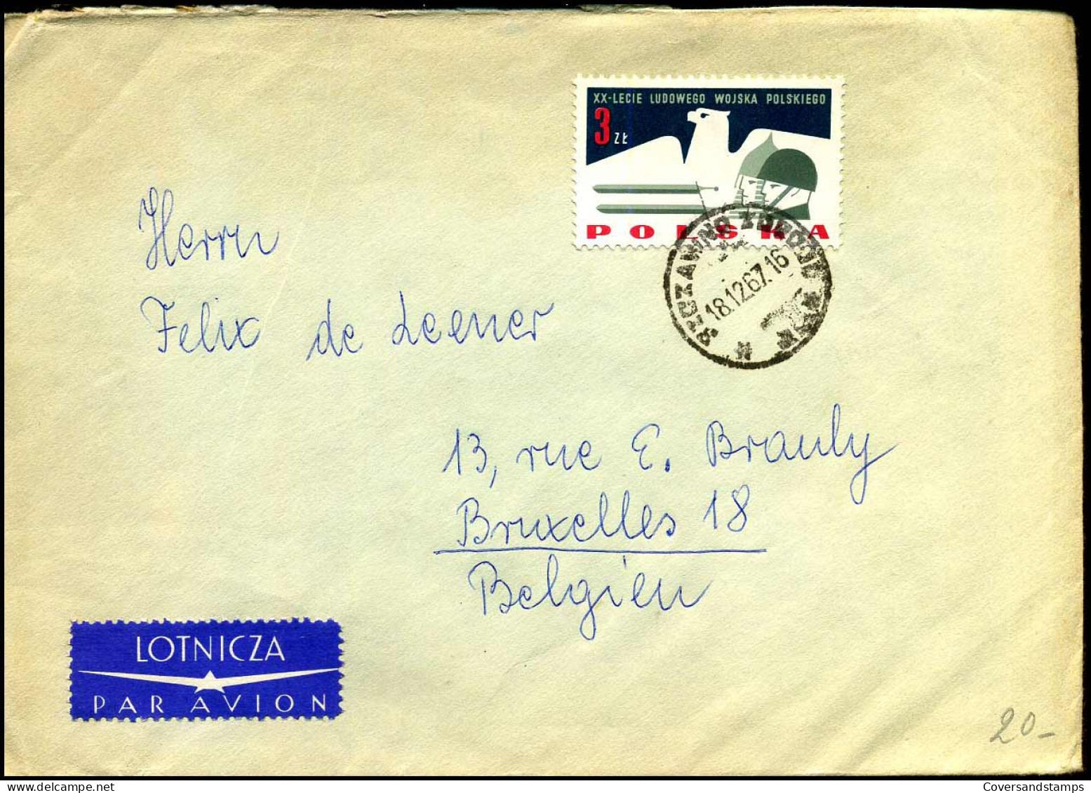 Cover To Brussels, Belgium - Brieven En Documenten