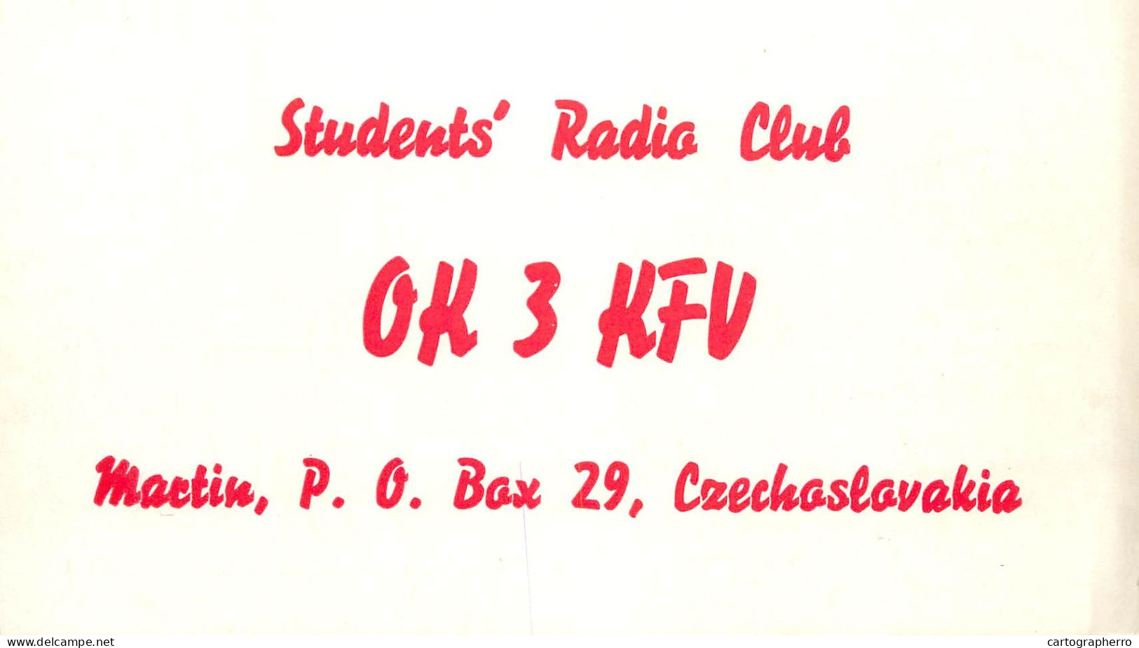 Radio Amateur QSL Post Card Czechoslovakia Y03CD OK3KFV - Amateurfunk