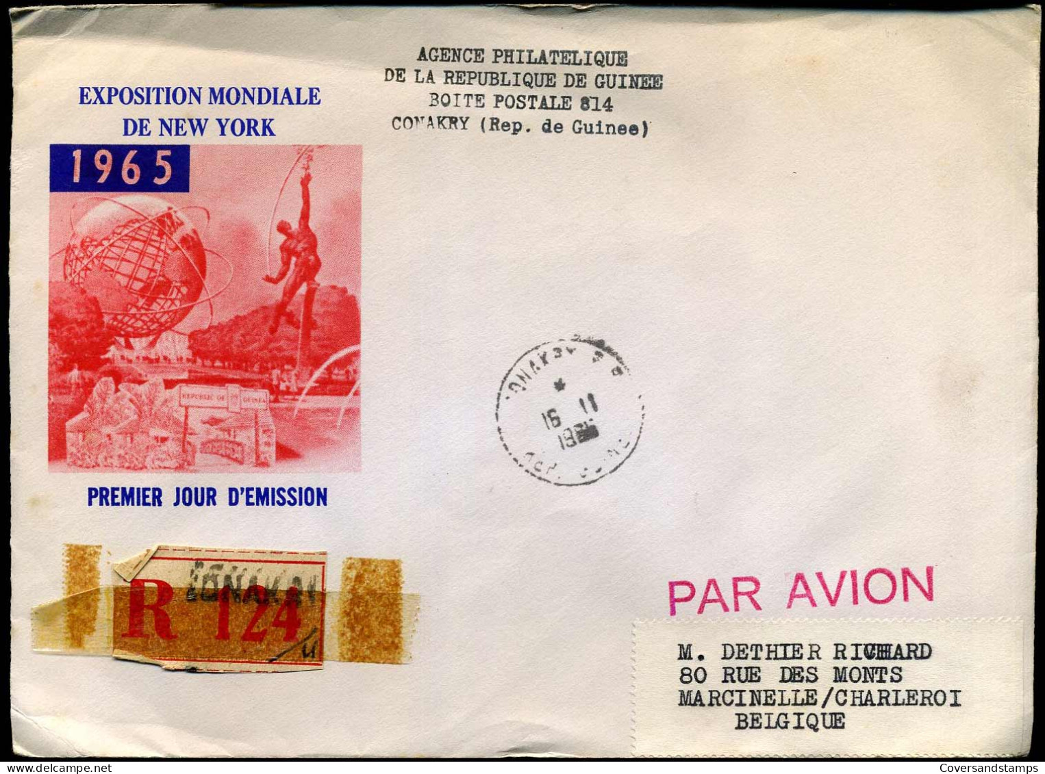 Registered Cover To Marcinelle, Belgium - "Agence Philatelique De La République De Guinée" - Guinée (1958-...)