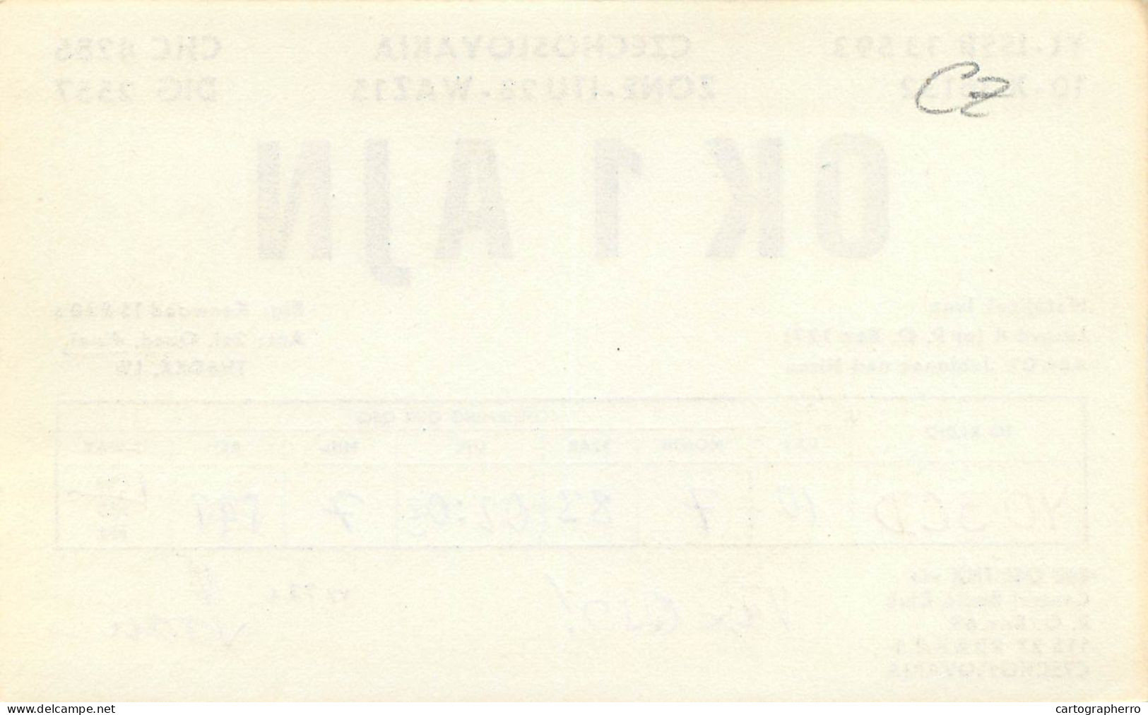 Radio Amateur QSL Post Card Czechoslovakia Y03CD OK1AJN - Radio Amateur