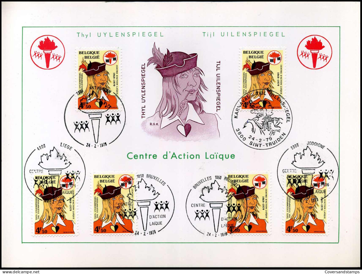 1923 - Tijl Uilenspiegel - Centrum Voor Vrijzinnige Actie - Souvenir Cards - Joint Issues [HK]