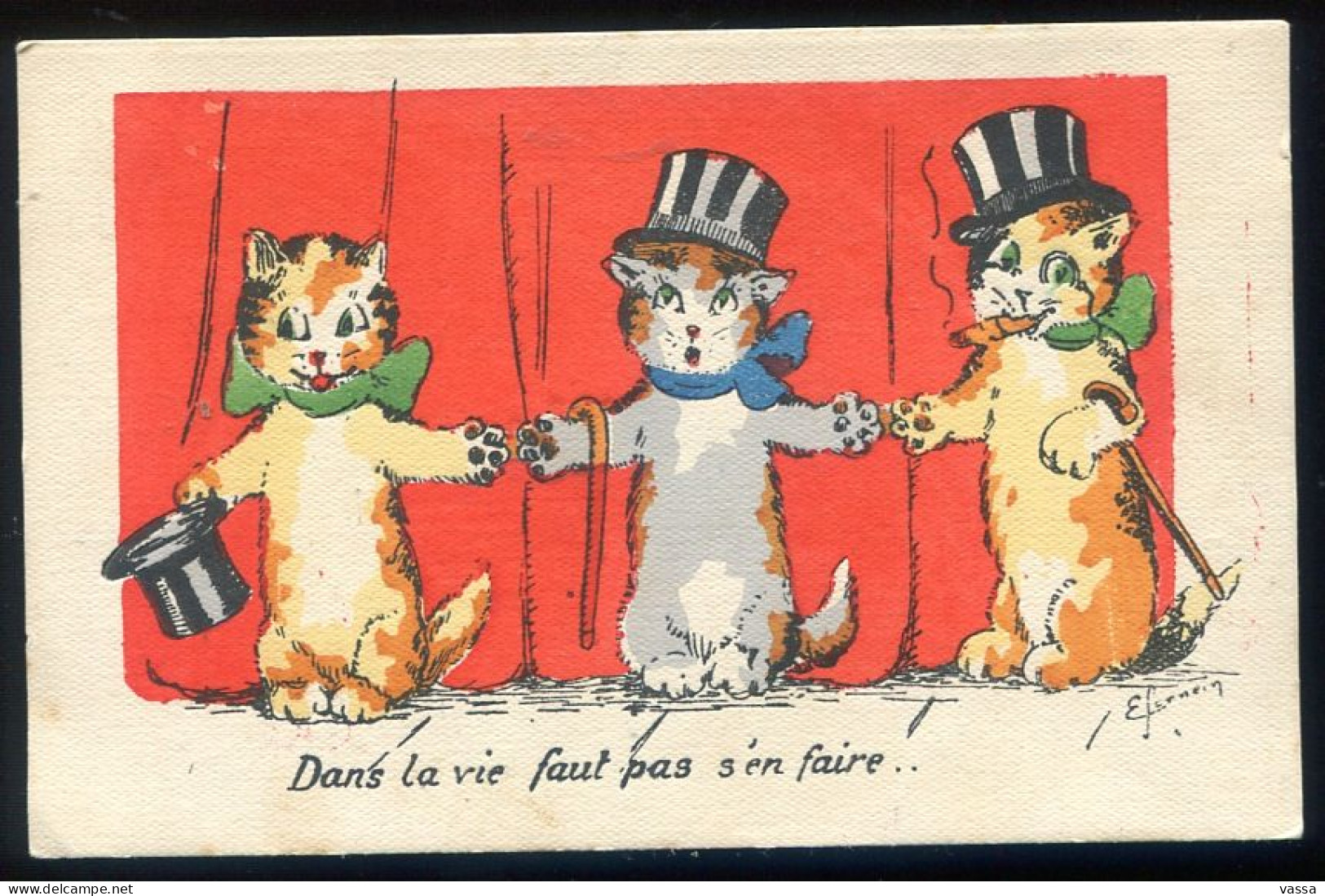 CPA  Chats "dans La Vie Faut Pas S'en Faire ".chat Cats - Dressed Animals