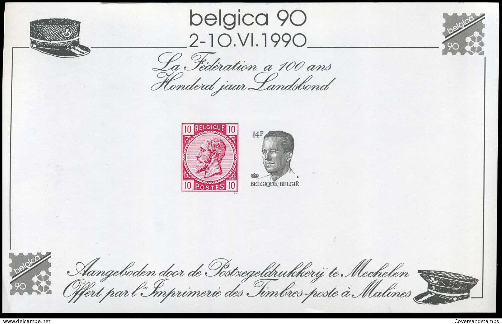 2352 - Belgica 90, Herinneringsvelletje - Folletos Blanco Y Negro [ZN & GC]