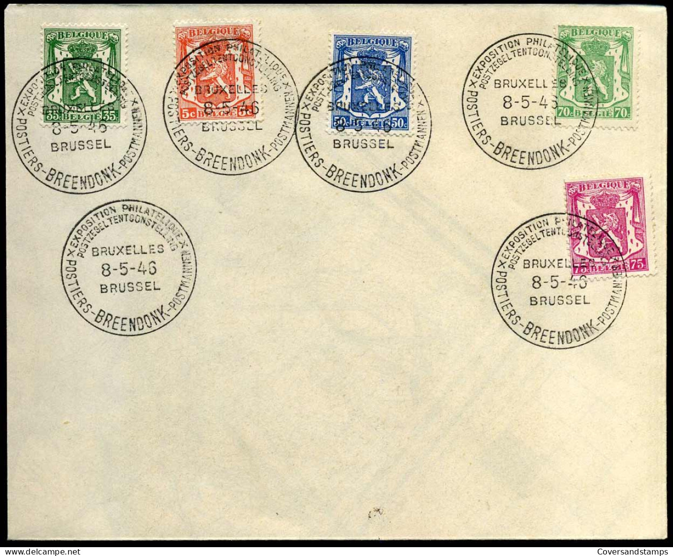 Cover - Stempel : Exposition Philatélique / Postzegeltentoonstelling Breendonk 08-05-1946 - 1935-1949 Klein Staatswapen