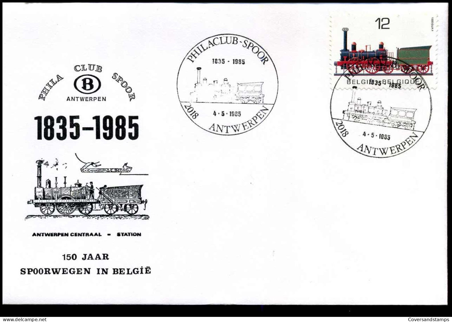 2171 Op Envelop - 'Philaclub-Spoor, Antwerpen' - 150 Jaar Spoorwegen In België - Brieven En Documenten