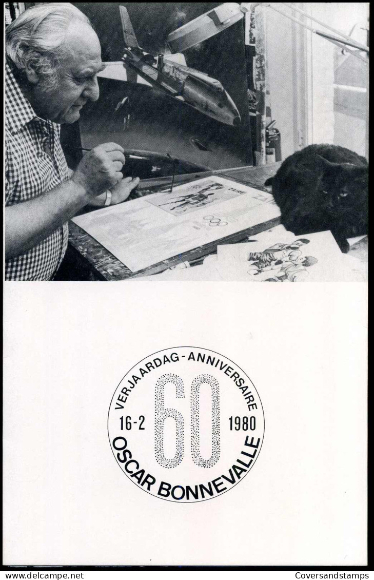 1977 Op Souvenir 60ste Verjaardag Oscar Bonnevalle Met Prachtige Tekeningen - Zeldzaam, Slechts 100 Exemplaren - Lettres & Documents