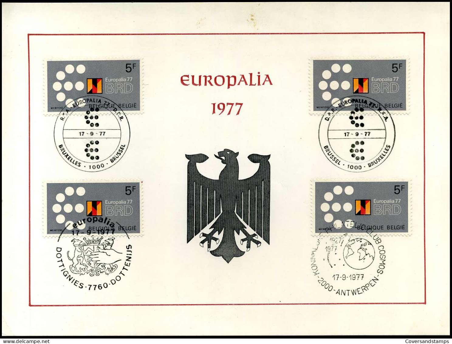 1867 - Europalia 1977 - Cartes Souvenir – Emissions Communes [HK]