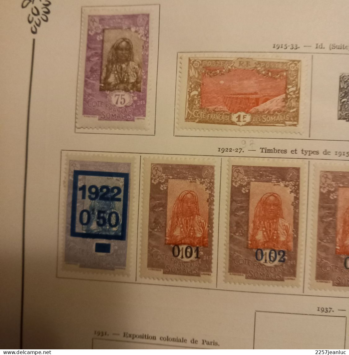 lot 17 Timbres Somalie Française  de 1894 à 1933 &  surchargés 1922 à 1927