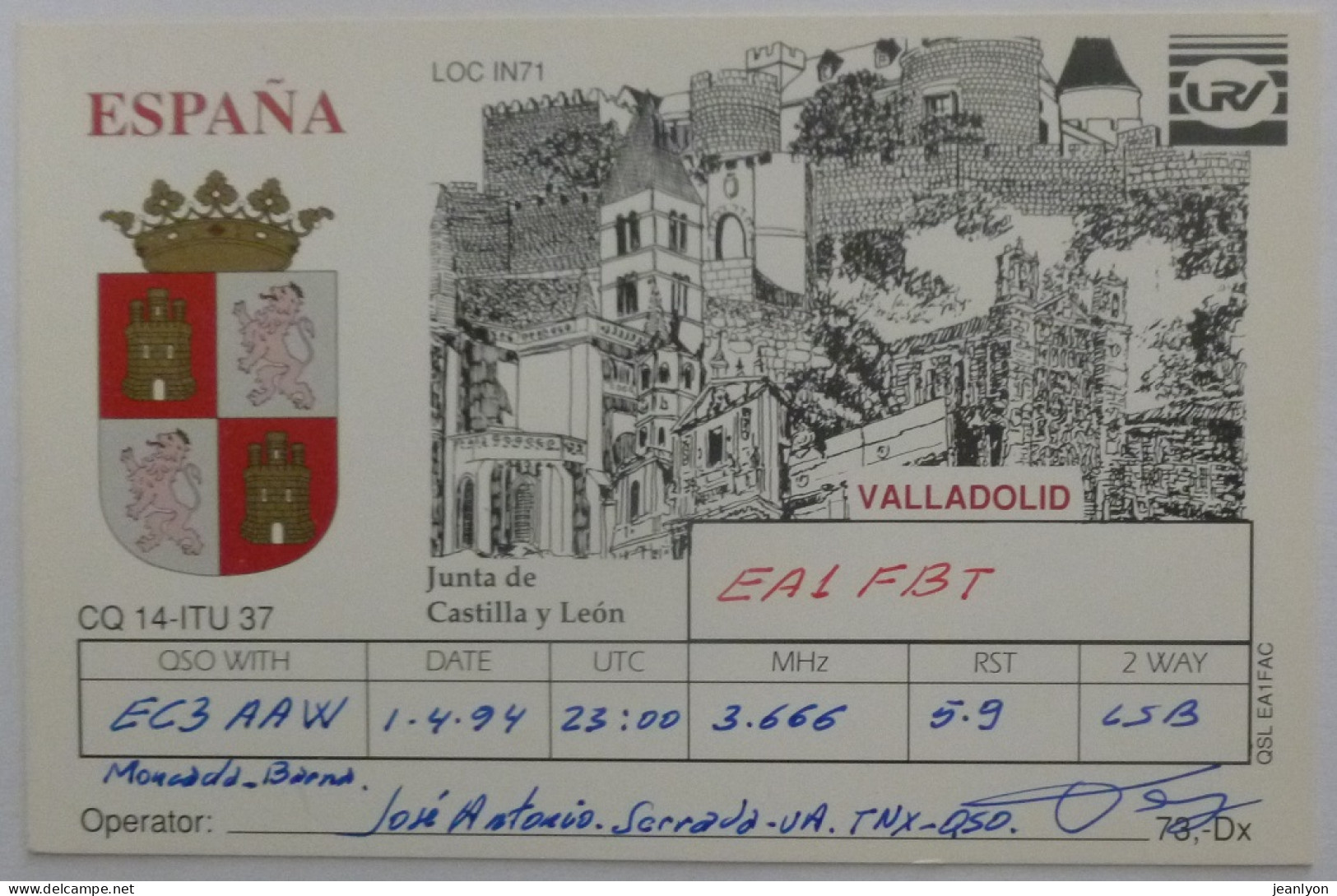 VALLADOLID ( Junta De Castilla Y Leon / ESPAGNE ) - Dessin Illustration Des Batiments De La Ville - Carte QSL  - Valladolid