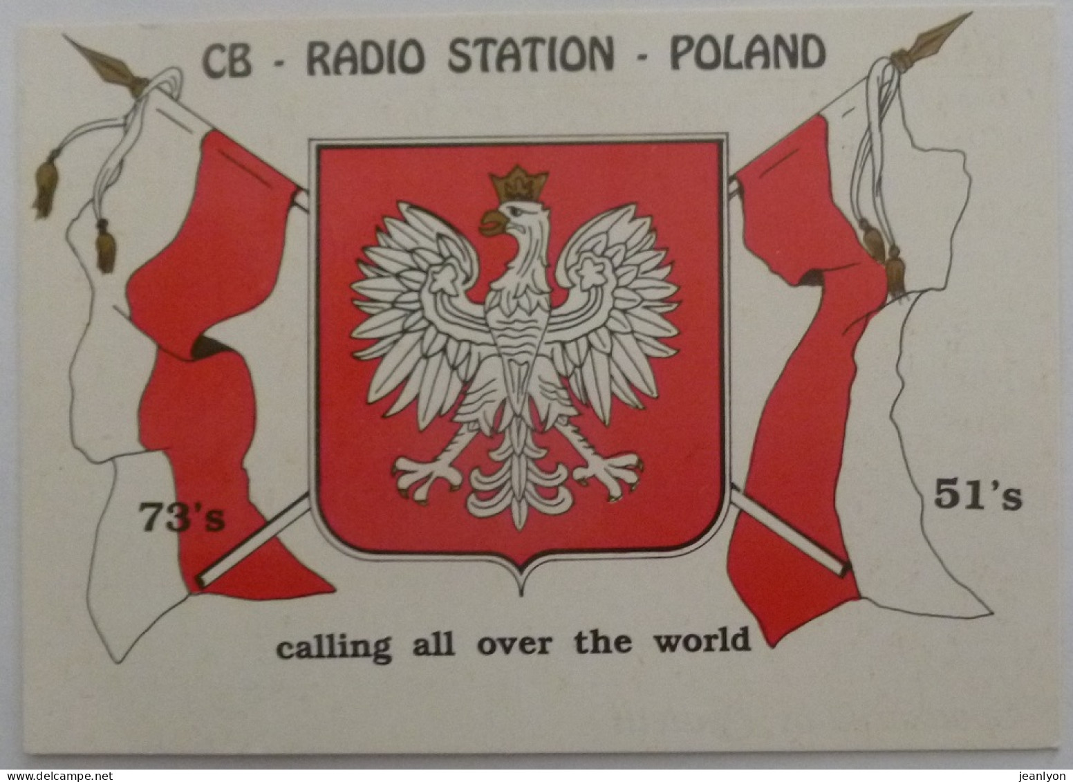CB RADIO STATION - POLOGNE / POLAND - Blason Avec Aigle - Drapeau - Carte QSL  - Otros & Sin Clasificación