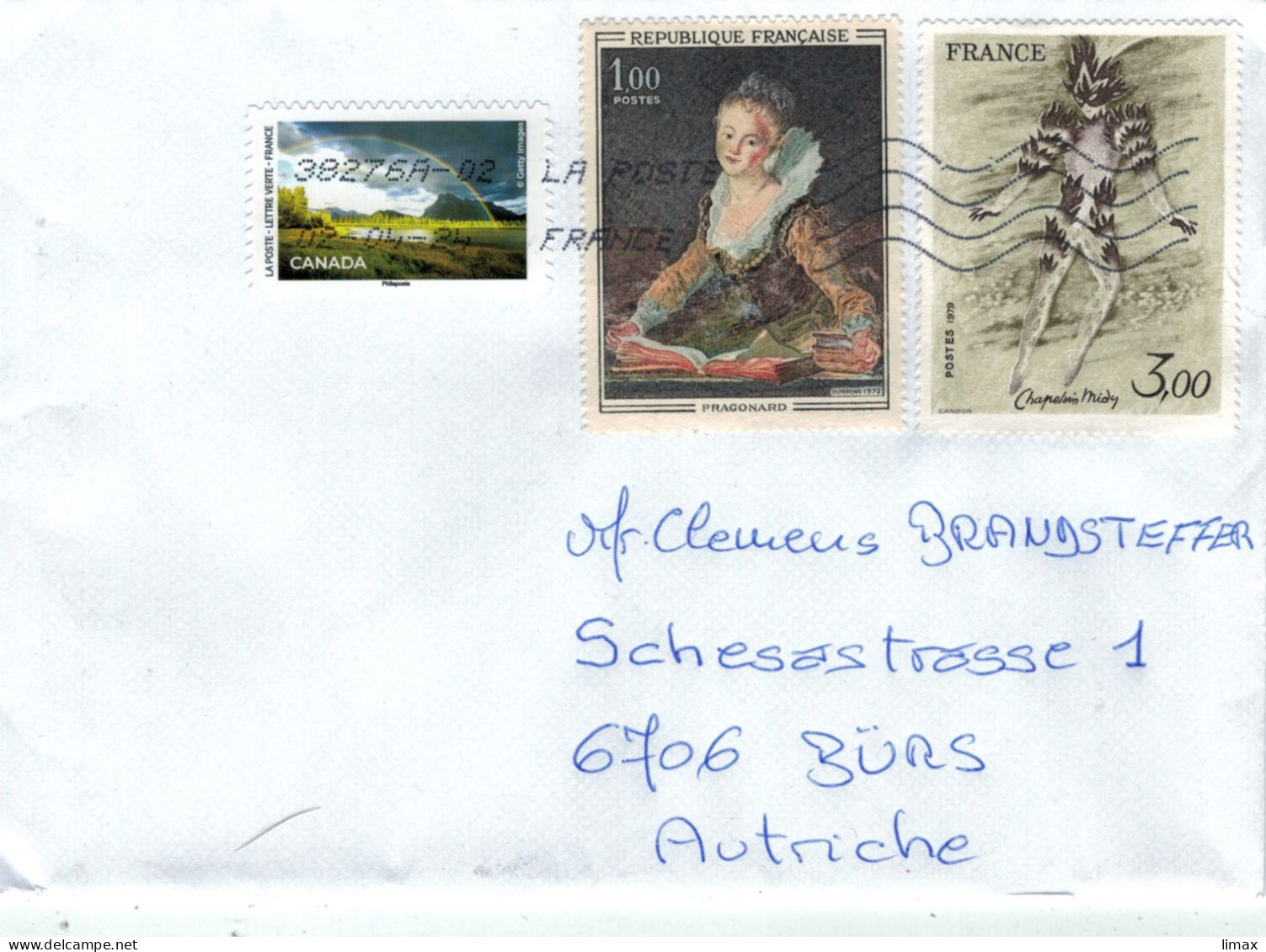 38276 Gemälde Pragonard - Roger Chapelain-Midy - Kanada Regenbogen 2024 - Storia Postale