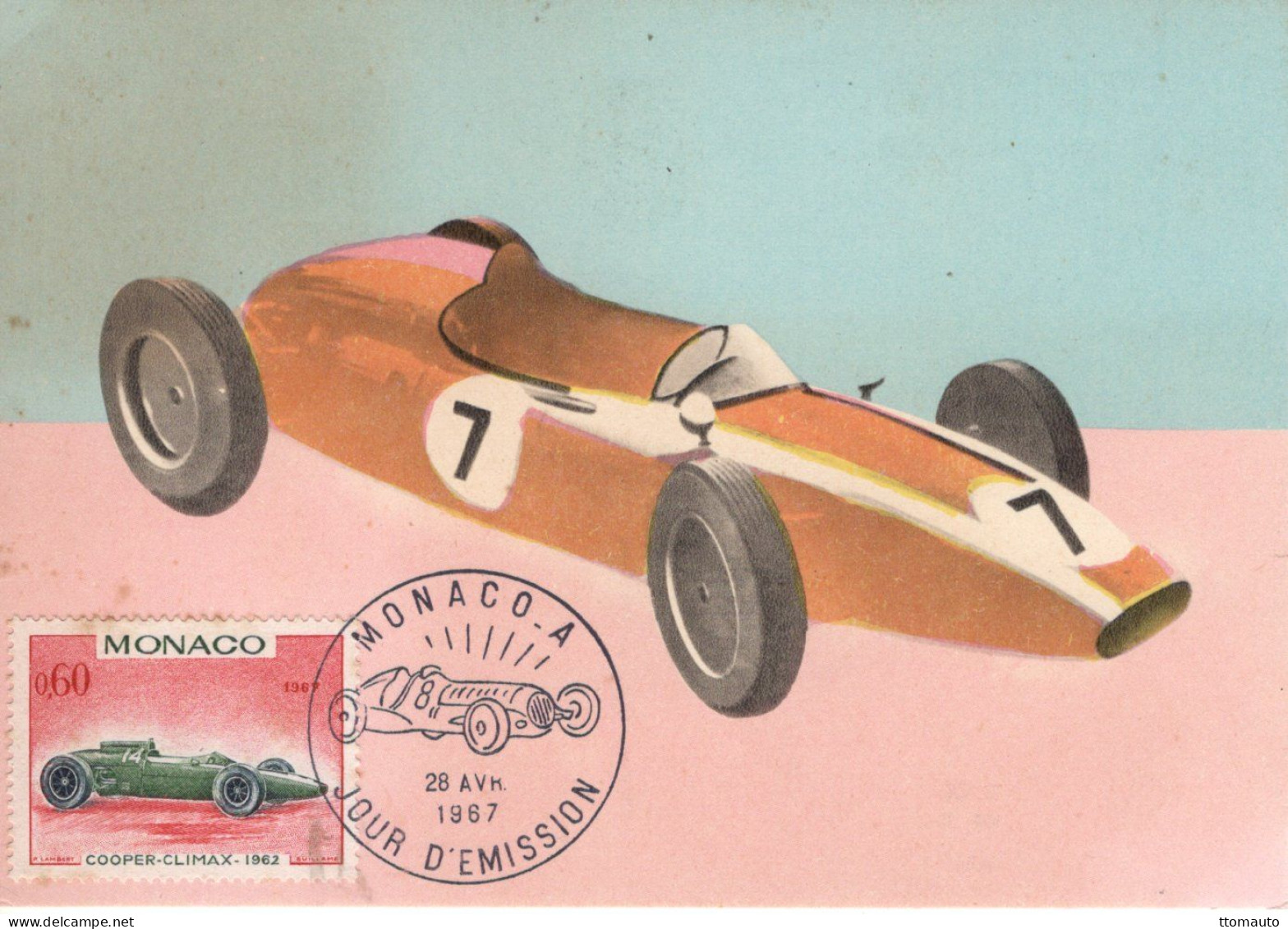 Monaco - Voitures De Course - Cooper-Climax (1962) - Carte Maxi FDC - Prémier Jour D'Emission - Cars