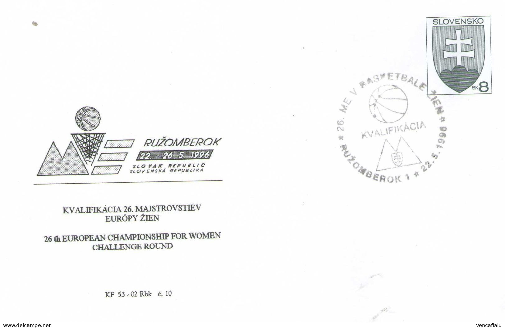 Slovakia 1996 - European Championchip For Women, Special Cover And Postmark - Basketball