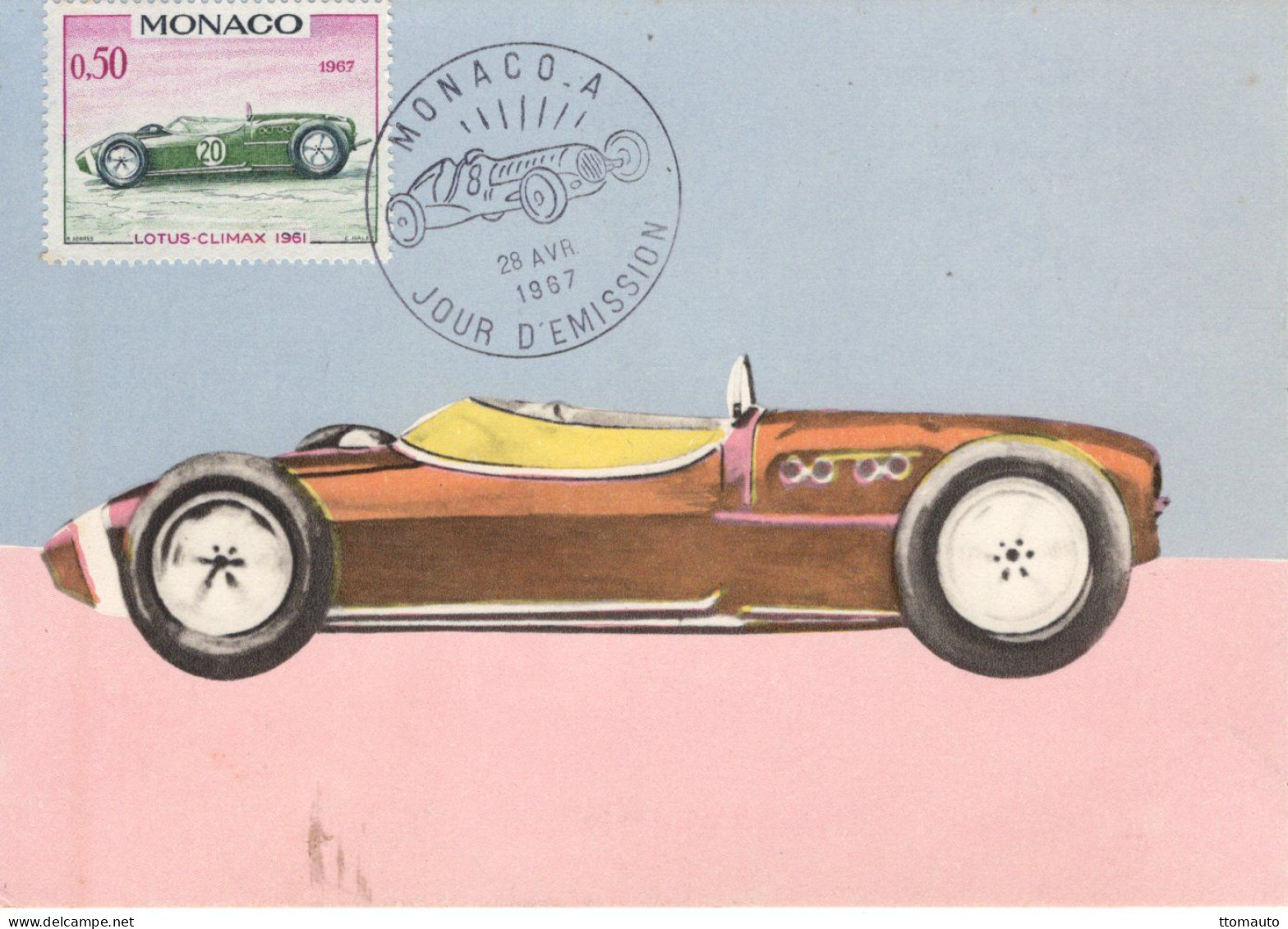 Monaco - Voitures De Course - Lotus-Climax (1961) - Carte Maxi FDC - Prémier Jour D'Emission - Cars