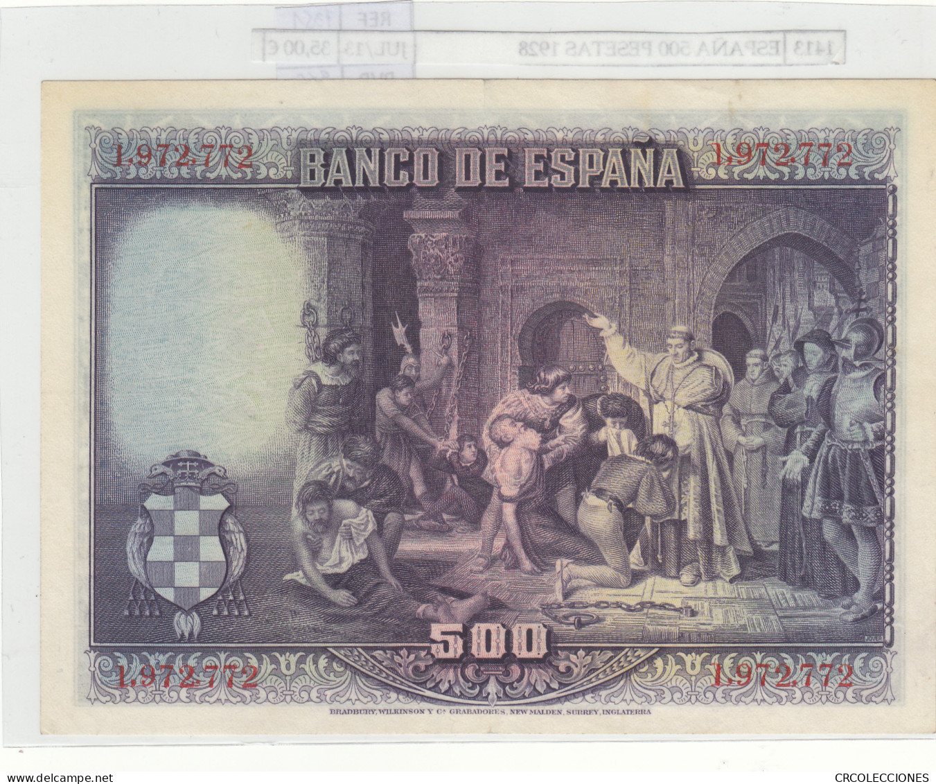 BILLETE ESPAÑA 500 PESETAS 1928 P-77a EBC - Andere & Zonder Classificatie