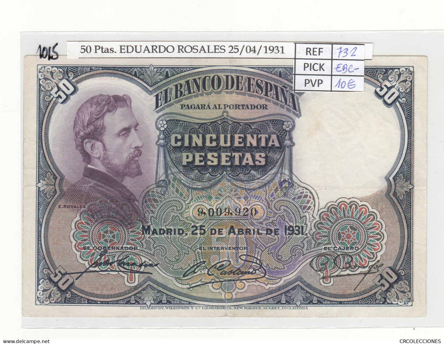 BILLETE ESPAÑA 50 PESETAS 1931 P-82 EBC- - Andere & Zonder Classificatie