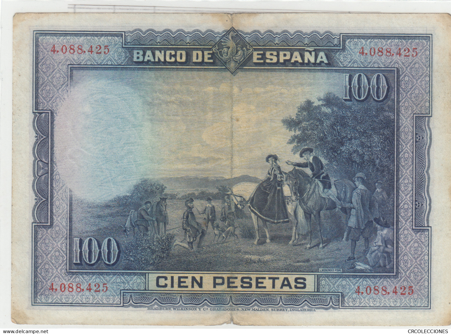 BILLETE ESPAÑA 100 PESETAS SIN SERIE 1928 P-76b MBC+ - Otros & Sin Clasificación