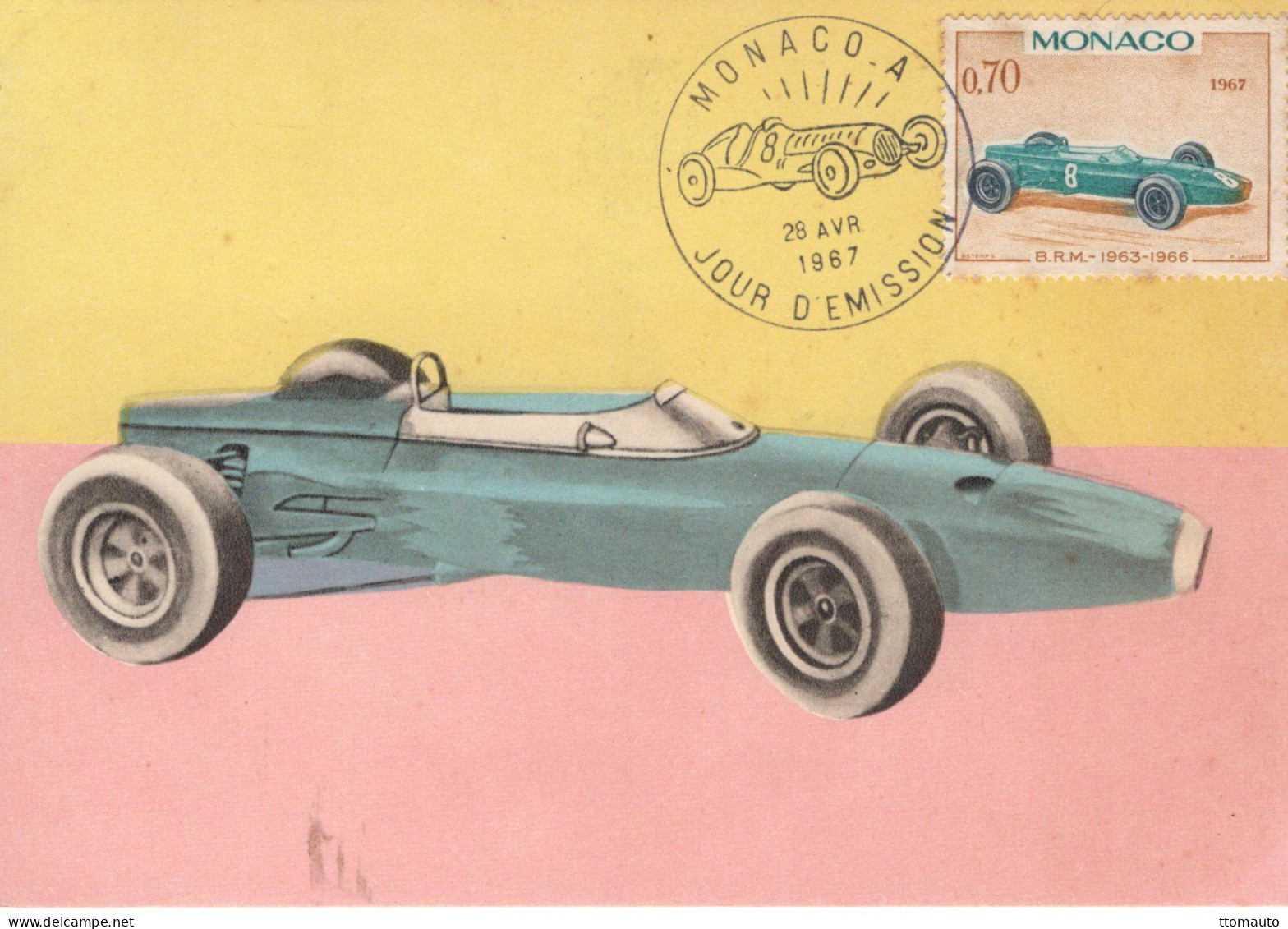 Monaco - Voitures De Course - B.R.M. (1964) - Carte Maxi FDC - Prémier Jour D'Emission - Cars