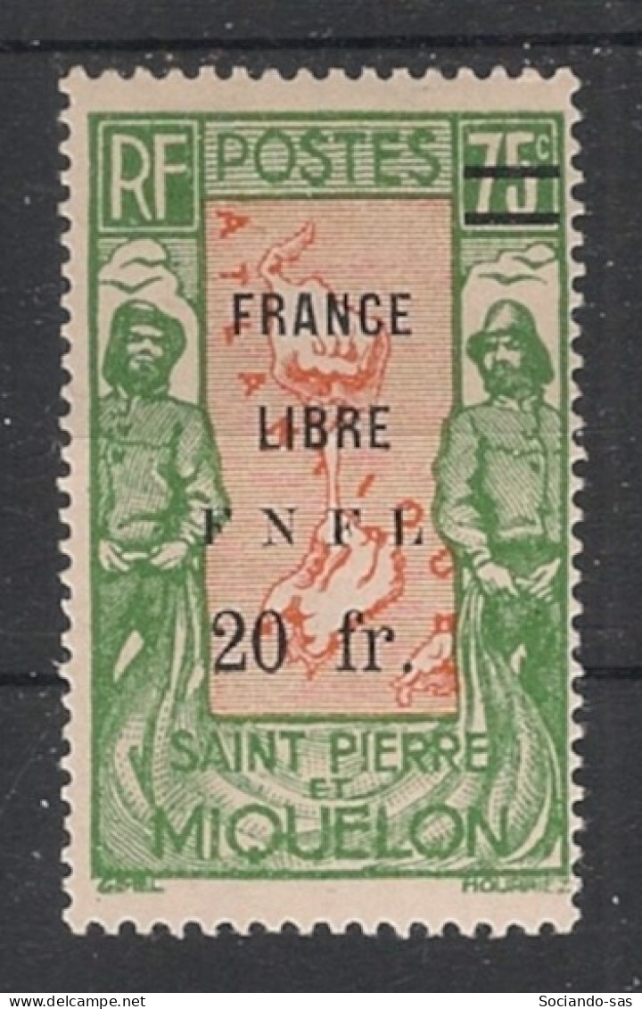 SPM - 1941-42 - N°YT. 290 - France Libre 20f Sur 75c Vert-jaune - Signé CALVES - Neuf * / MH VF - Nuovi