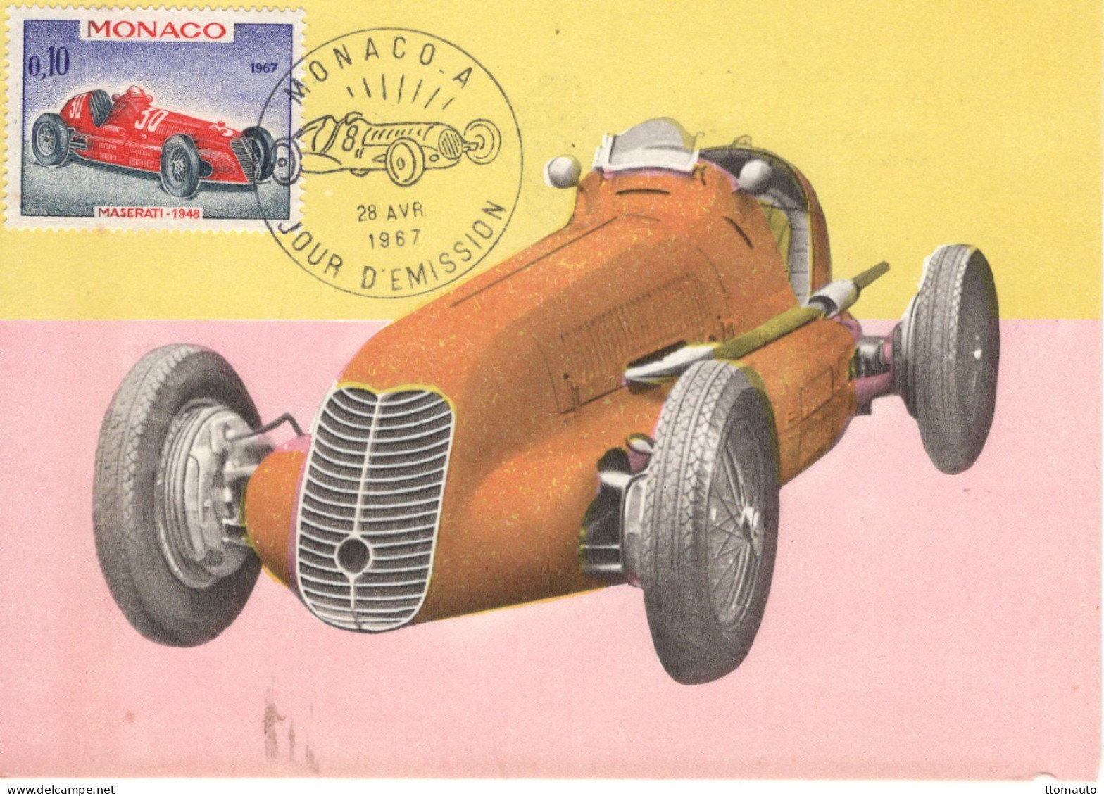 Monaco - Voitures De Course - Maserati  (1948) - Carte Maxi FDC - Prémier Jour D'Emission - Cars