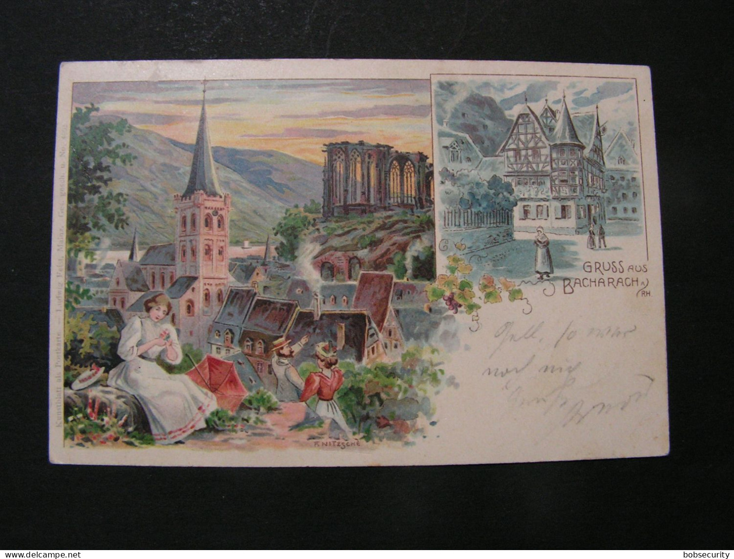 Bacharach , Schöne Alte Litho Karte  1899 Bahnpost - Bacharach