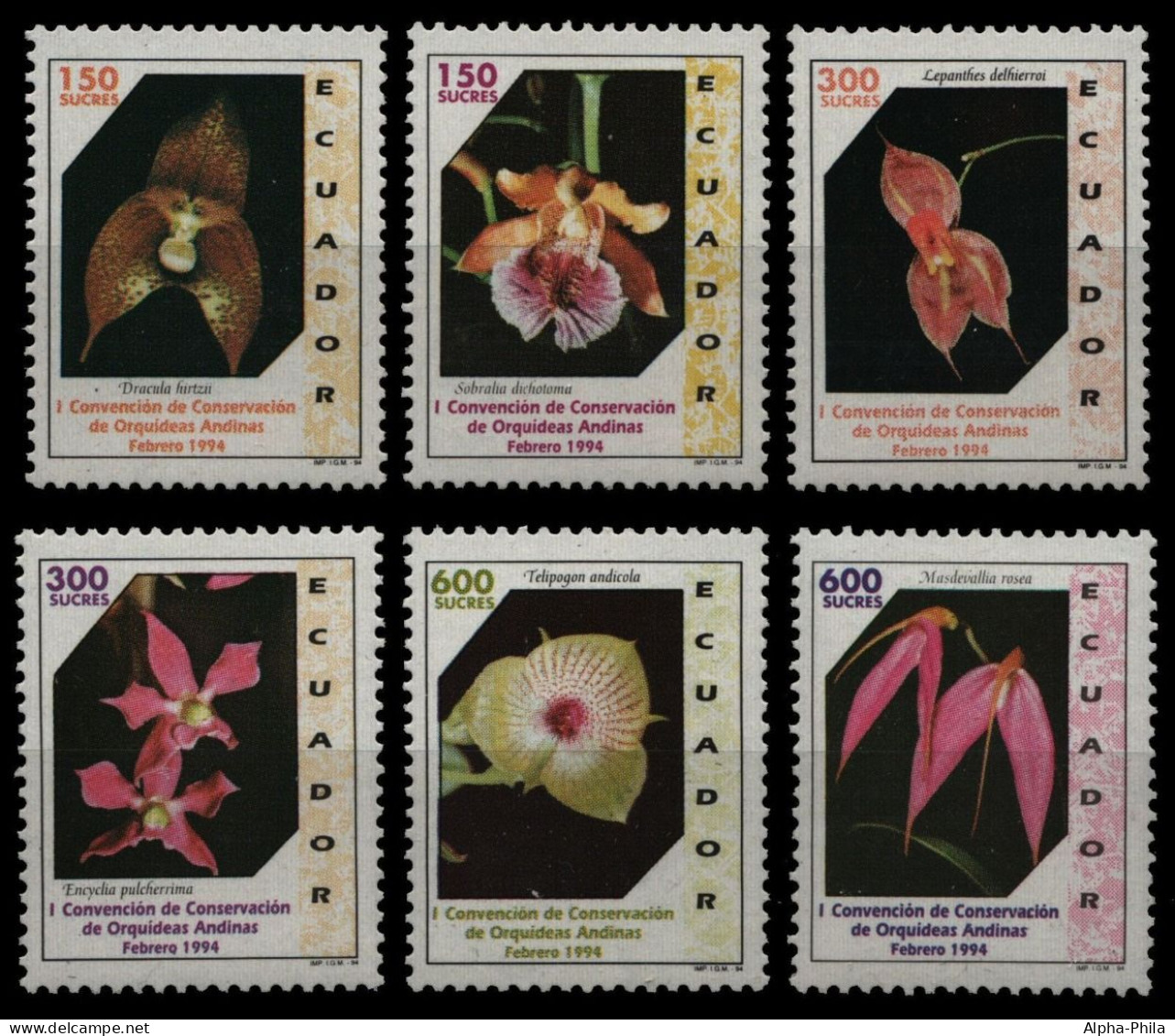 Ecuador 1993 - Mi-Nr. 2257-2262 ** - MNH - Orchideen / Orchids - Ecuador