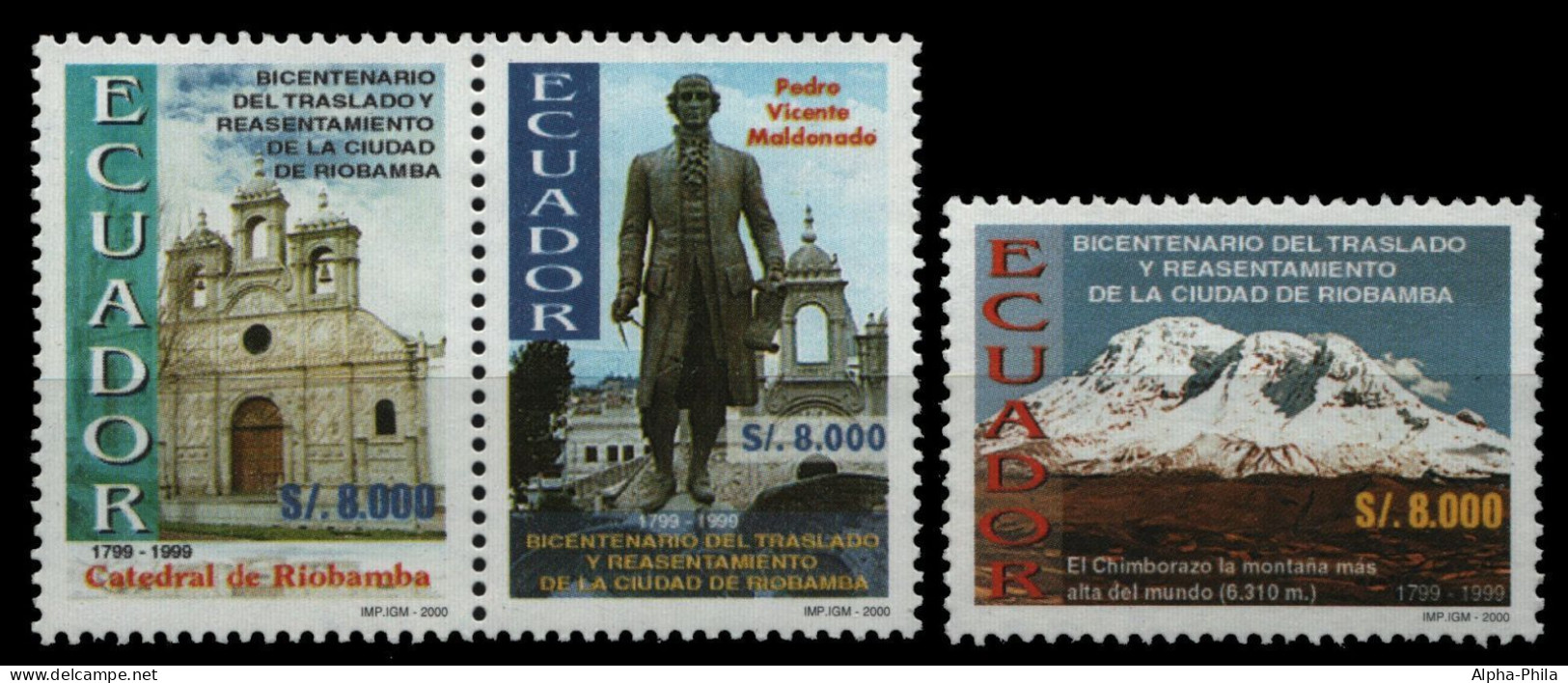 Ecuador 2000 - Mi-Nr. 2473-2475 ** - MNH - Stadt Riobamba - Ecuador